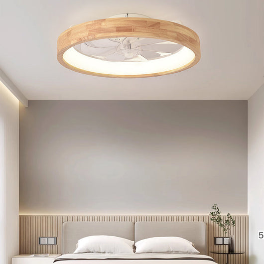 Flush Mount Ceiling Fan Light | Solid Wood & Iron, LED Design | Elegant Lighting for Bedroom & Living Room 4