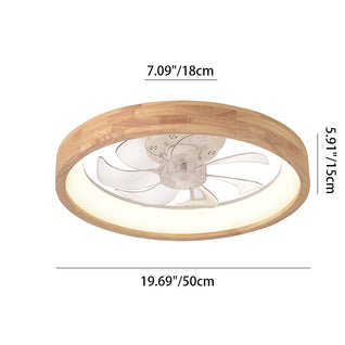 Flush Mount Ceiling Fan Light | Solid Wood & Iron, LED Design | Elegant Lighting for Bedroom & Living Room