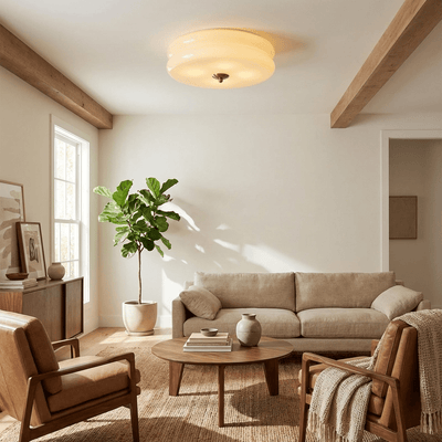 Flush Mount Ceiling Light Modern Art Deco Glass Fixture for Living Room Gold LED Dimmable 8