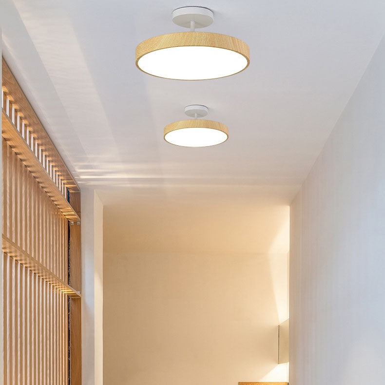 Flush Mount Ceiling Light, Minimalist Wood Grain Design, Energy-Efficient LED | Ideal for Living Room, Bedroom, or Hallway 0