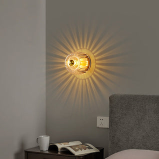 Flush Mount Ceiling Light | Copper and Glass | Elegant Sun Shape Design | Perfect for Living Room and Bedroom