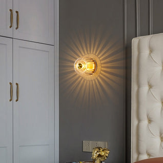 Flush Mount Ceiling Light | Copper and Glass | Elegant Sun Shape Design | Perfect for Living Room and Bedroom