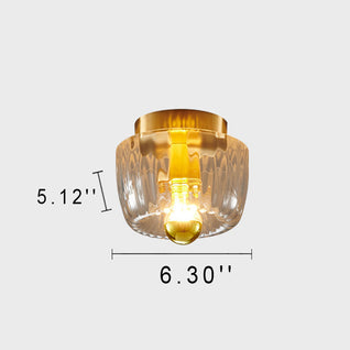 Flush Mount Ceiling Light | Copper and Glass | Elegant Sun Shape Design | Perfect for Living Room and Bedroom