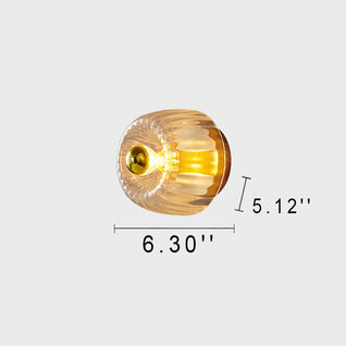 Flush Mount Ceiling Light | Copper and Glass | Elegant Sun Shape Design | Perfect for Living Room and Bedroom