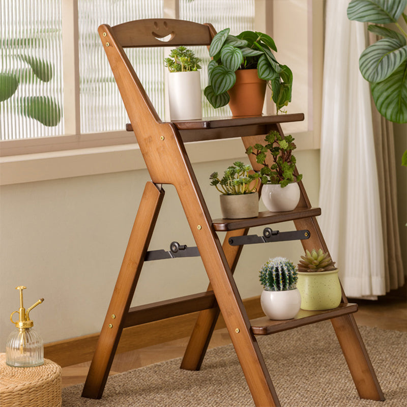 Folding Step Stool | Bamboo Minimalist Design with Backrest | Space-Saving for Dining Room 0