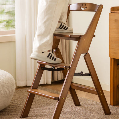Folding Step Stool | Bamboo Minimalist Design with Backrest | Space-Saving for Dining Room 2