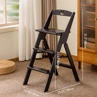 Folding Step Stool | Bamboo Minimalist Design with Backrest | Space-Saving for Dining Room