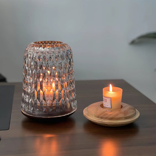 Folia | Elegant Natural Crystal and Wood Glass Candle Holder for Table Decor 2