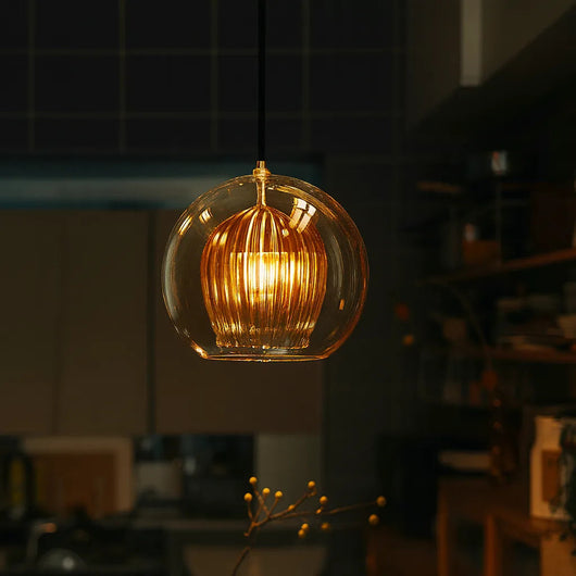 Freyza | Elegant Double Glass Globe Pendant Light for Kitchen Island 4