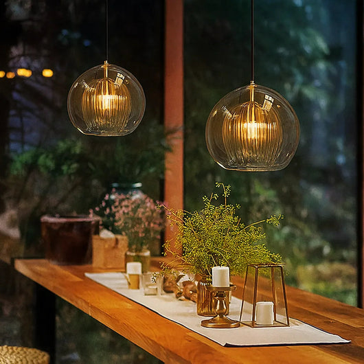 Freyza | Elegant Double Glass Globe Pendant Light for Kitchen Island 5