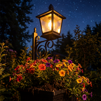 Freyza | Elegant Solar Garden Light with Automatic Dusk Feature and Planter 1