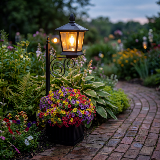 Freyza | Elegant Solar Garden Light with Automatic Dusk Feature and Planter 2