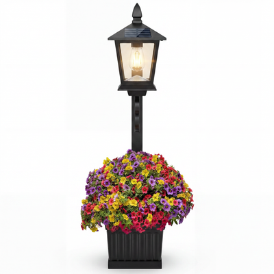 Freyza | Elegant Solar Garden Light with Automatic Dusk Feature and Planter 3