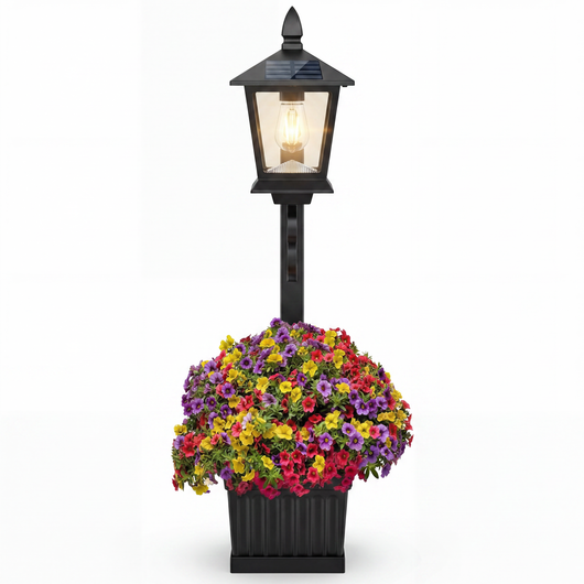 Freyza | Elegant Solar Garden Light with Automatic Dusk Feature and Planter 3