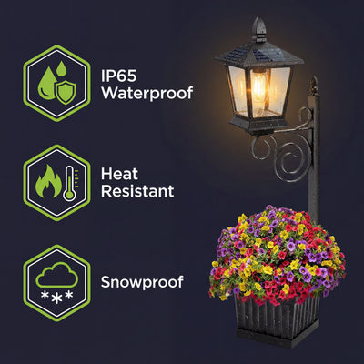 Freyza | Elegant Solar Garden Light with Automatic Dusk Feature and Planter 6