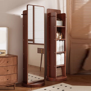 Full Length Floor Mirror with Eco-Solid Wood Frame and 5-Tier Storage Shelf | Entryway or Bedroom Use