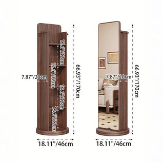 Full Length Floor Mirror with Eco-Solid Wood Frame and 5-Tier Storage Shelf | Entryway or Bedroom Use