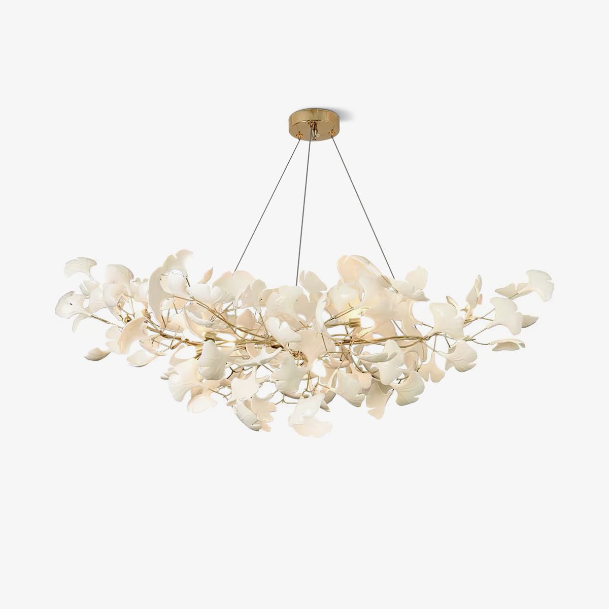 Gold Modern Chandelier Light with Ginkgo Design for Dining Room Dimmable Metal Fixture 1
