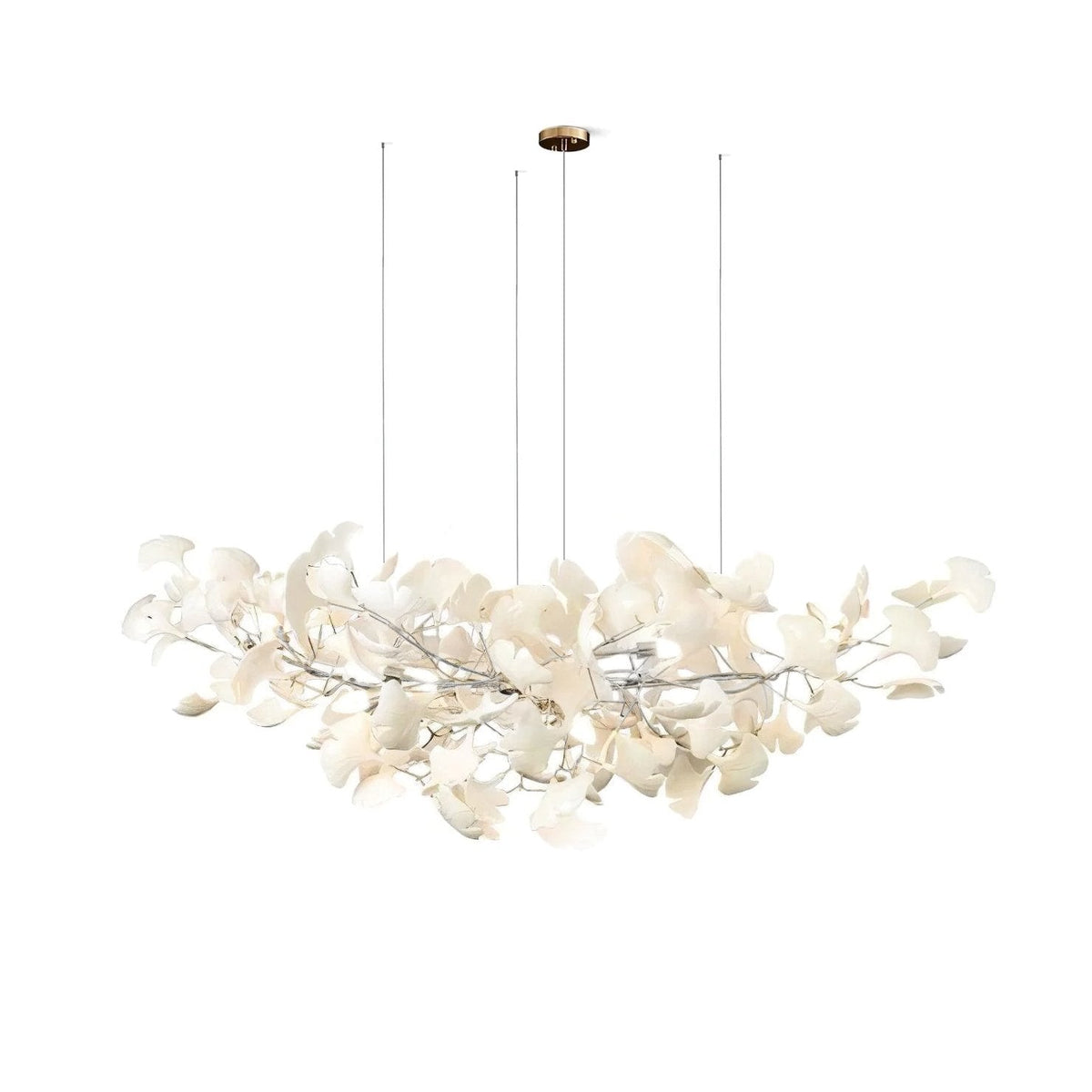 Gold Modern Chandelier Light with Ginkgo Design for Dining Room Dimmable Metal Fixture 10