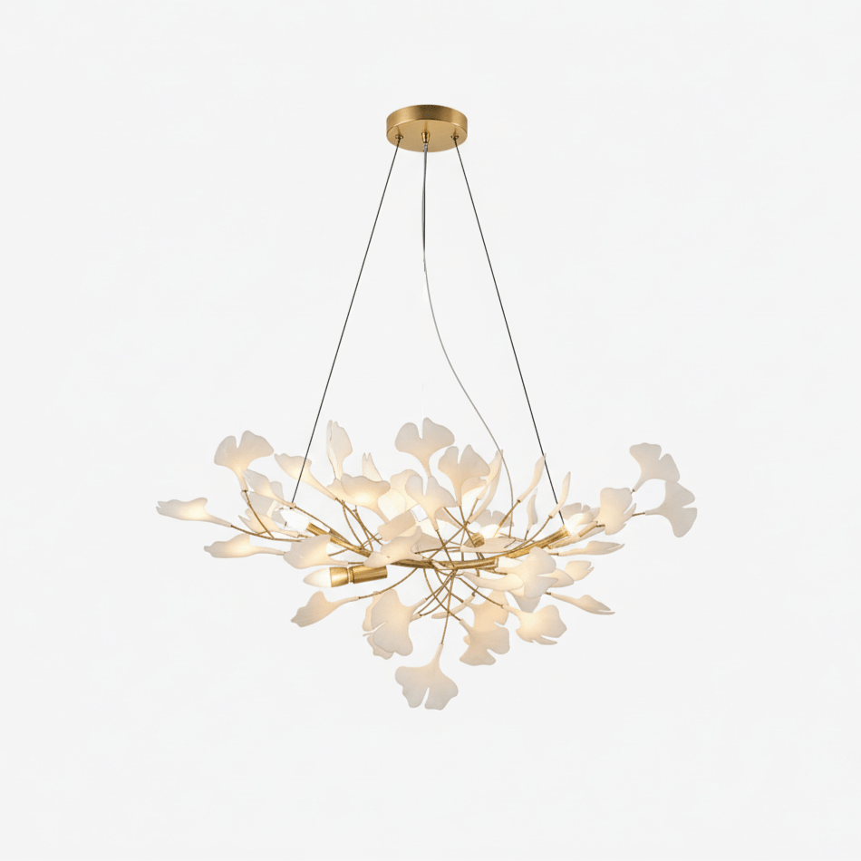 Gold Modern Chandelier Light with Ginkgo Design for Dining Room Dimmable Metal Fixture 13