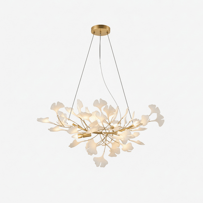 Gold Modern Chandelier Light with Ginkgo Design for Dining Room Dimmable Metal Fixture 13