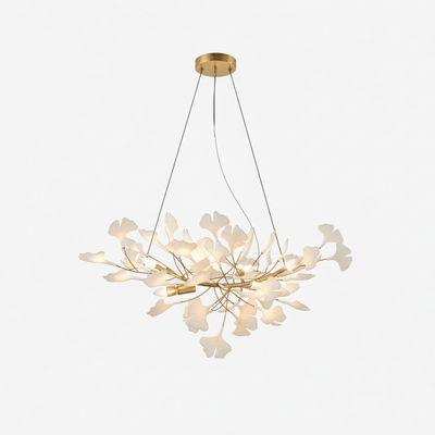 Gold Modern Chandelier Light with Ginkgo Design for Dining Room Dimmable Metal Fixture 13