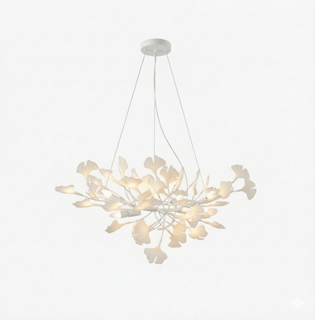 Gold Modern Chandelier Light with Ginkgo Design for Dining Room Dimmable Metal Fixture 15