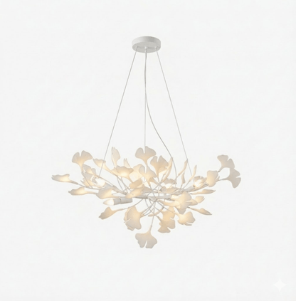 Gold Modern Chandelier Light with Ginkgo Design for Dining Room Dimmable Metal Fixture 15