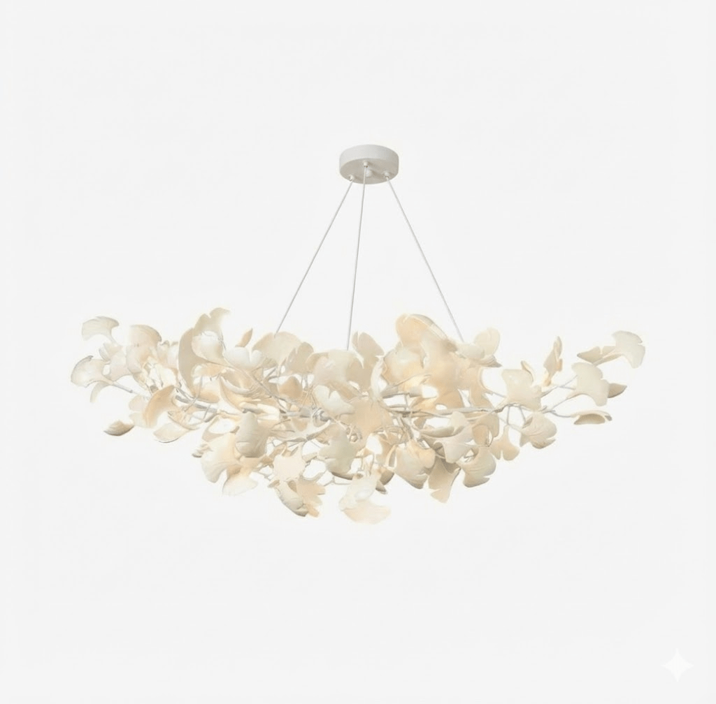 Gold Modern Chandelier Light with Ginkgo Design for Dining Room Dimmable Metal Fixture 16