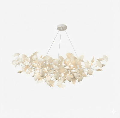 Gold Modern Chandelier Light with Ginkgo Design for Dining Room Dimmable Metal Fixture 16