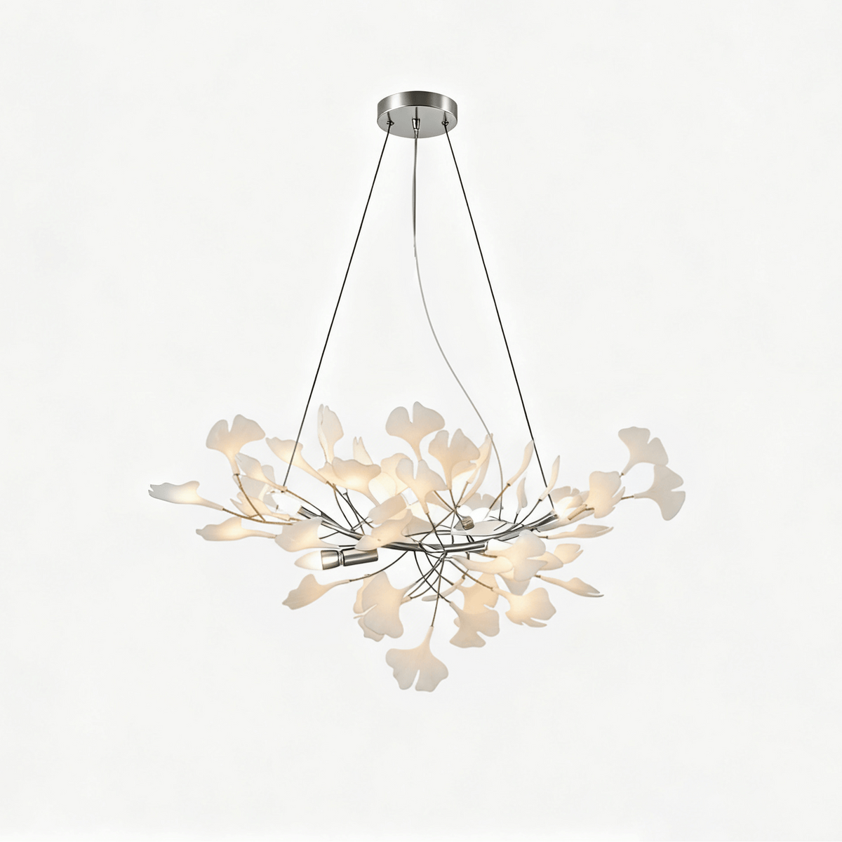 Gold Modern Chandelier Light with Ginkgo Design for Dining Room Dimmable Metal Fixture 17