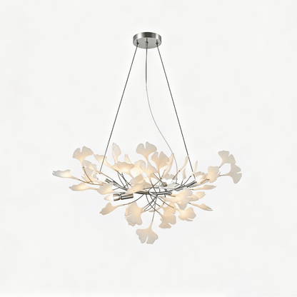 Gold Modern Chandelier Light with Ginkgo Design for Dining Room Dimmable Metal Fixture 17