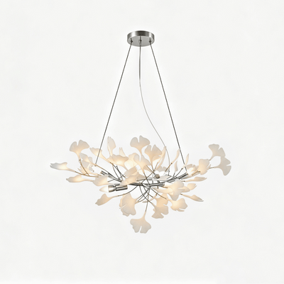 Gold Modern Chandelier Light with Ginkgo Design for Dining Room Dimmable Metal Fixture 17