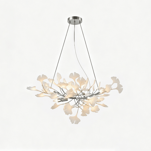 Gold Modern Chandelier Light with Ginkgo Design for Dining Room Dimmable Metal Fixture 17