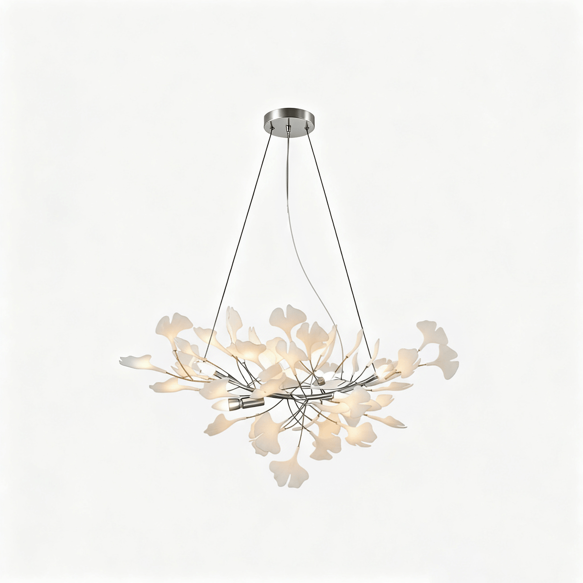 Gold Modern Chandelier Light with Ginkgo Design for Dining Room Dimmable Metal Fixture 18