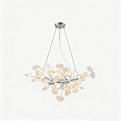 Gold Modern Chandelier Light with Ginkgo Design for Dining Room Dimmable Metal Fixture 18