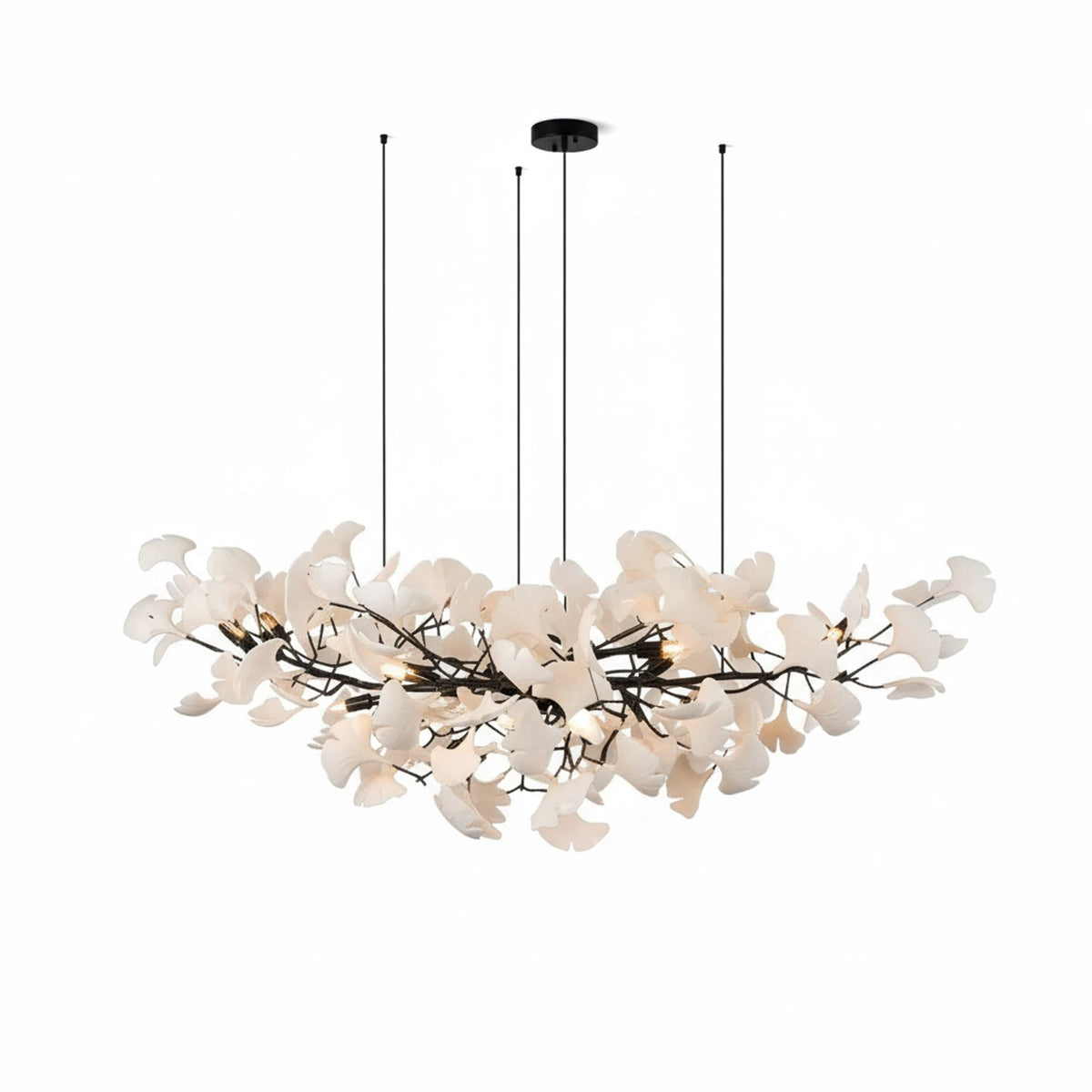 Gold Modern Chandelier Light with Ginkgo Design for Dining Room Dimmable Metal Fixture 19