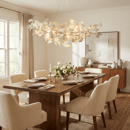 Gold Modern Chandelier Light with Ginkgo Design for Dining Room Dimmable Metal Fixture 2