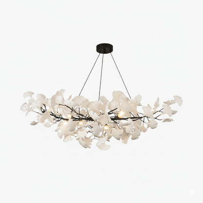 Gold Modern Chandelier Light with Ginkgo Design for Dining Room Dimmable Metal Fixture 20