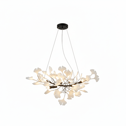 Gold Modern Chandelier Light with Ginkgo Design for Dining Room Dimmable Metal Fixture 21