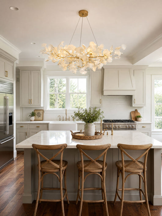 Gold Modern Chandelier Light with Ginkgo Design for Dining Room Dimmable Metal Fixture 3
