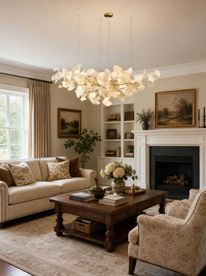 Gold Modern Chandelier Light with Ginkgo Design for Dining Room Dimmable Metal Fixture 4
