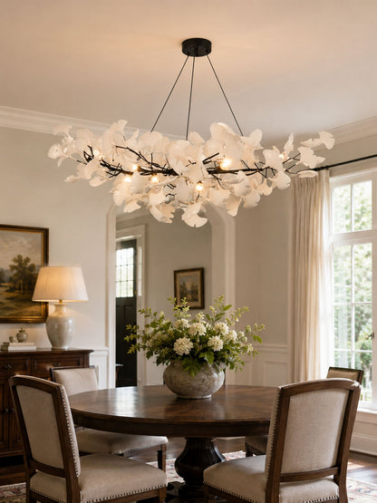 Gold Modern Chandelier Light with Ginkgo Design for Dining Room Dimmable Metal Fixture 6