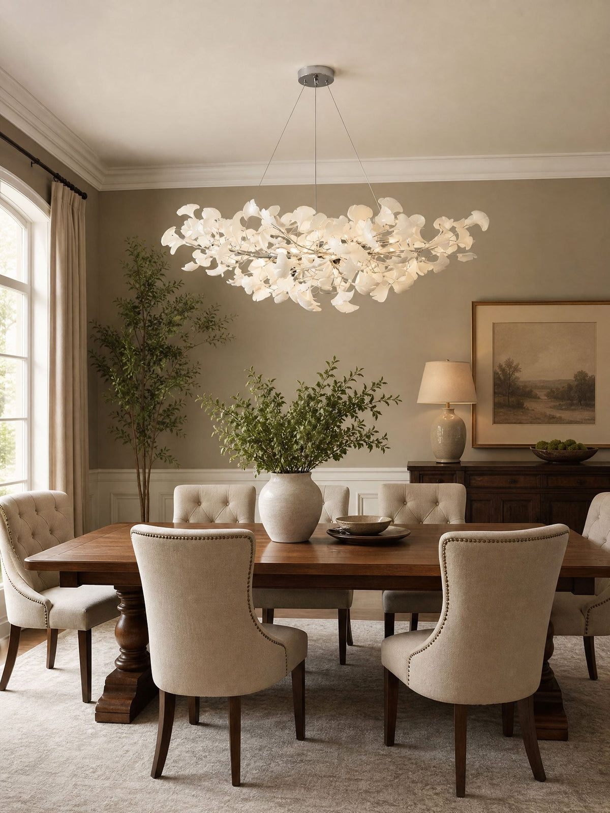 Gold Modern Chandelier Light with Ginkgo Design for Dining Room Dimmable Metal Fixture 7