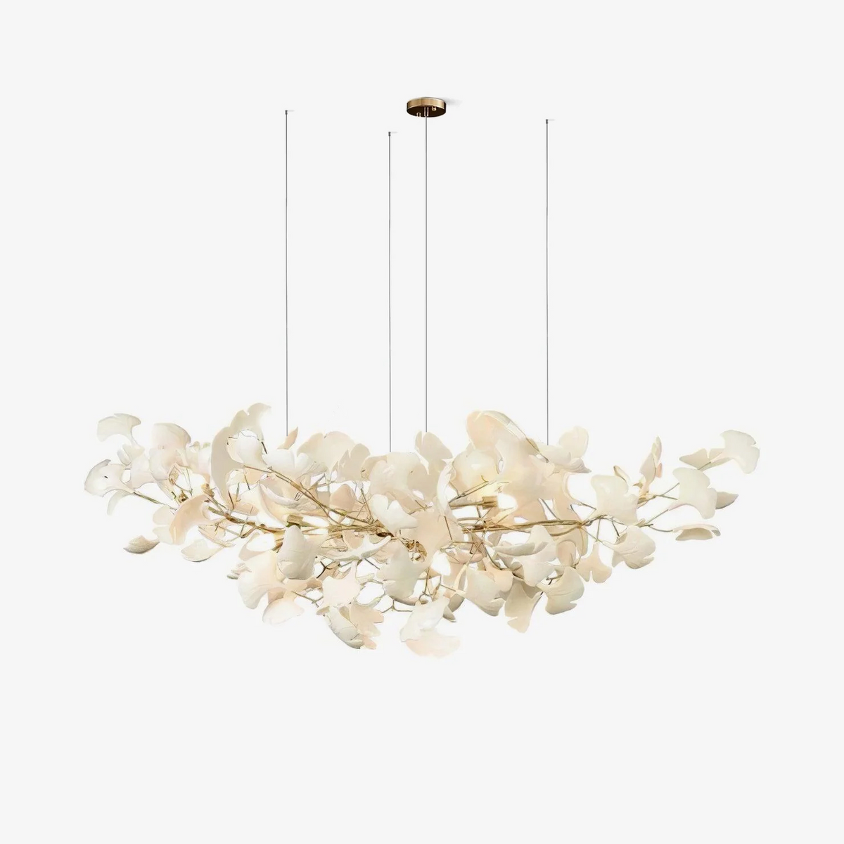 Gold Modern Chandelier Light with Ginkgo Design for Dining Room Dimmable Metal Fixture 9