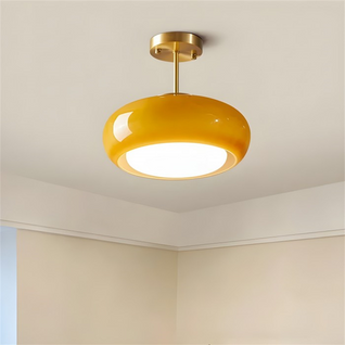 Hailie Modern | Elegant Amber Glass Flush Mount Ceiling Light for Home Decor