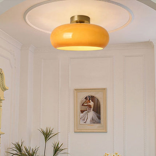Hailie Modern | Elegant Amber Glass Flush Mount Ceiling Light for Home Decor