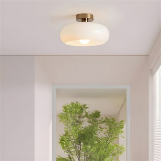Hailie Modern | Elegant Amber Glass Flush Mount Ceiling Light for Home Decor