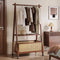 Hall Tree Coat Rack with Bamboo Wood and Rattan Basket | Stylish Entryway Storage Solution