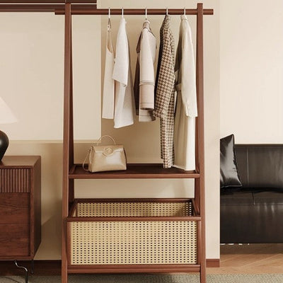 Hall Tree Coat Rack with Bamboo Wood and Rattan Basket | Stylish Entryway Storage Solution 2